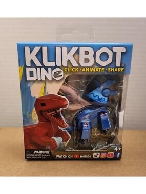 Klikbot Dino Blue Triceratops Action Figure New Sealed Zing Stop Motion Toy 2025